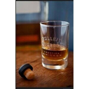 Set of 3 Bulleit Bourbon Frontier Whiskey Oval Embossed Drink Glasses 4oz 4 1/8"